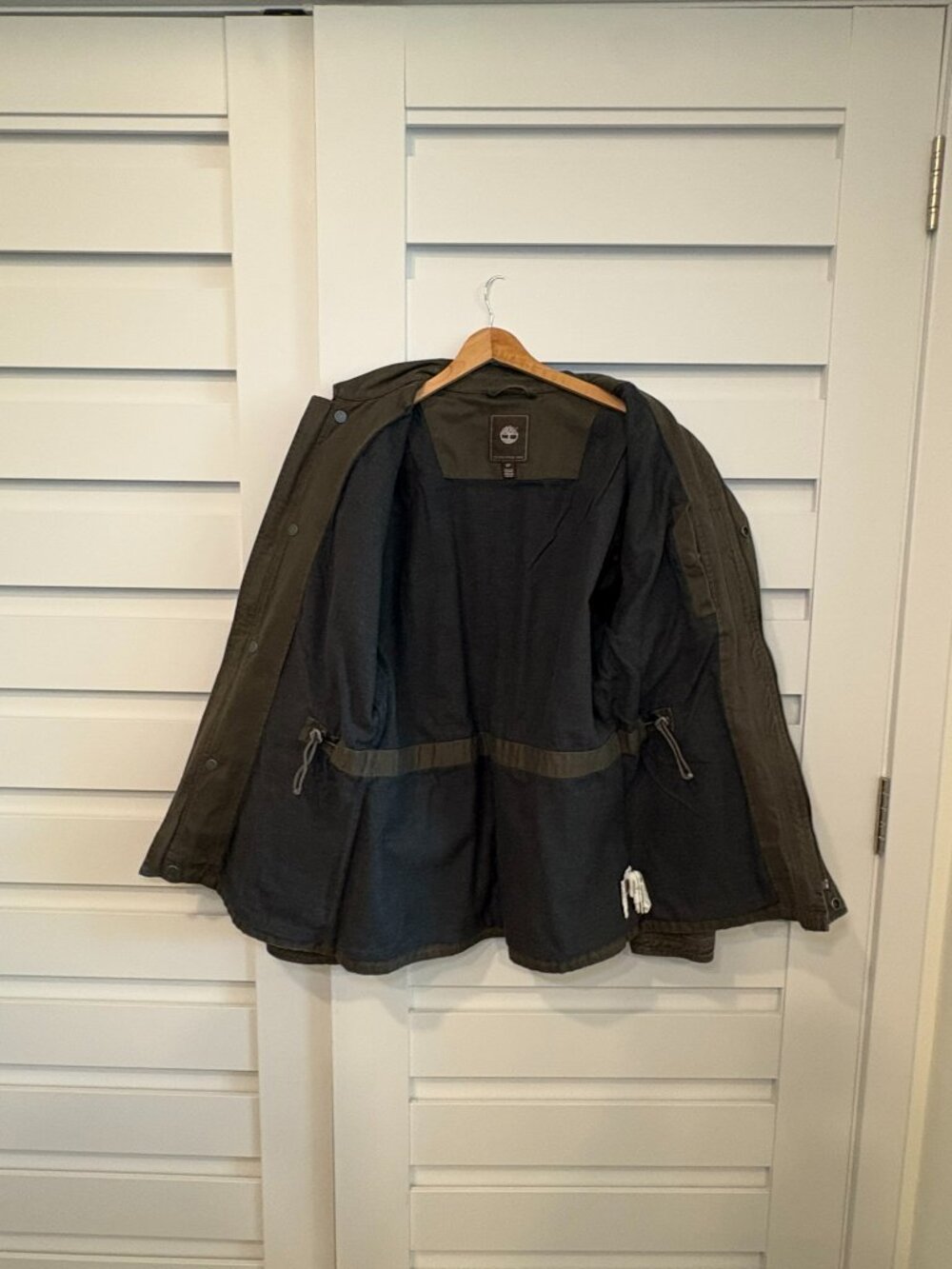 Timberland Olive Cotton Utility Field Fall Jacket Drawstring Waist Size S - Picture 11 of 16